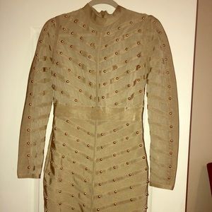 Gold beaded bandage dress